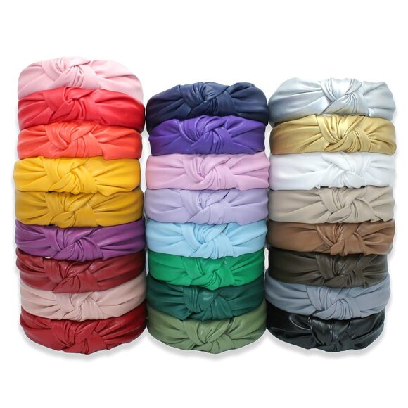 Leather Headbands Faux Leather Pink Knot Hair Accessories for Women - Picture 7 of 7